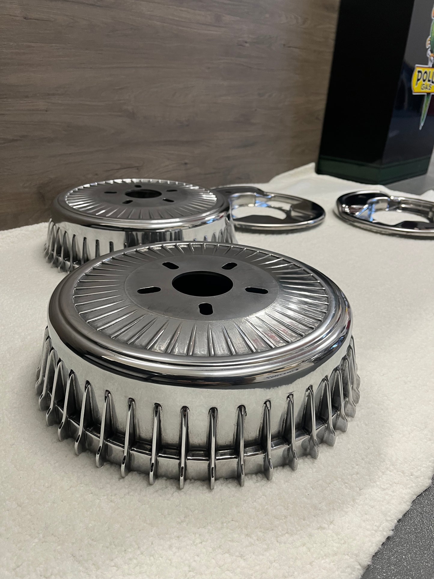 REAR BUICK DRUM COVERS POLISHED