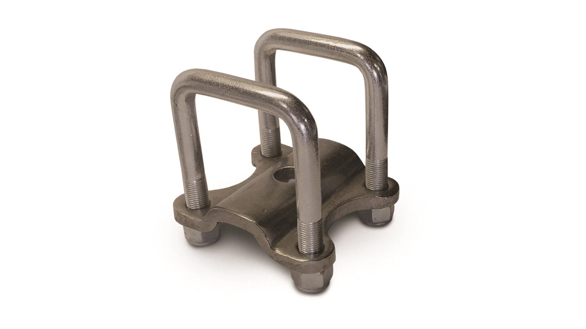 TRADITIONAL STYLE STAMPED FRONT SPRING U-BOLT AND PAD KIT “PLAIN”