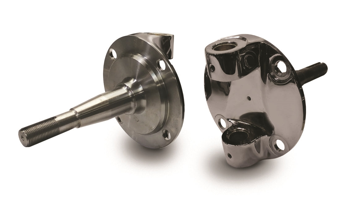 FORGED STEEL SPINDLES 1937-1941 FORD. BUSHED AND REAMED CHROME
