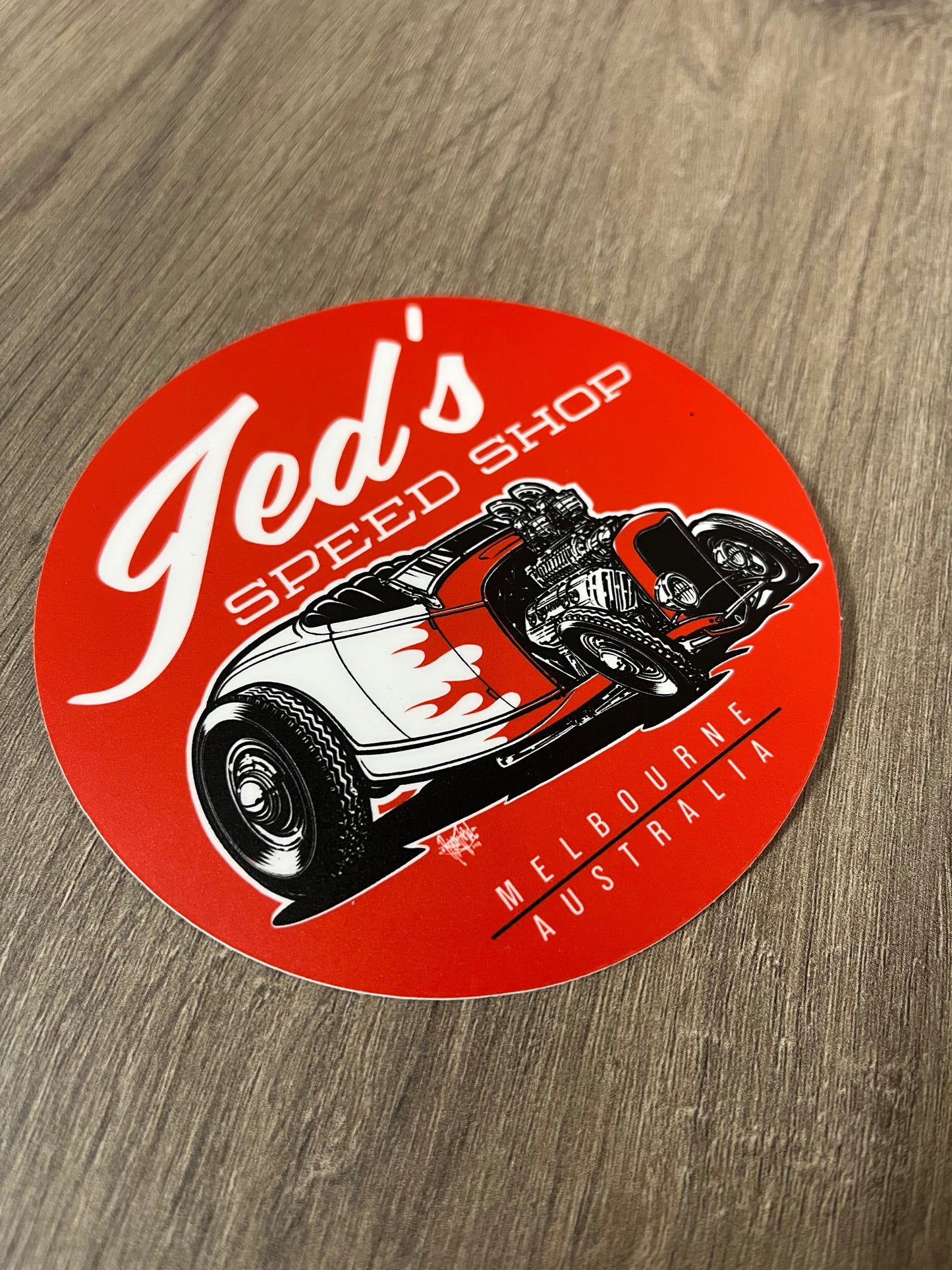 JEDS SPEED SHOP STICKER RED